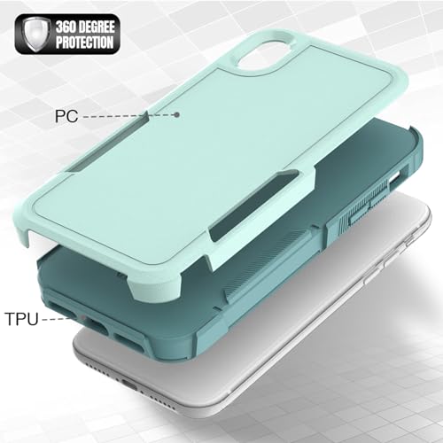 for iPhone XR Case: Dual Layer Protective Heavy Duty Cell Phone Case Shockproof Rugged Bumper Tough with Screen Protector - 16ft Military Grade Drop Tested for Appple iPhone XR (6.1 inch), Green - color: Mint Green (PC) + Mint Green (TPU)