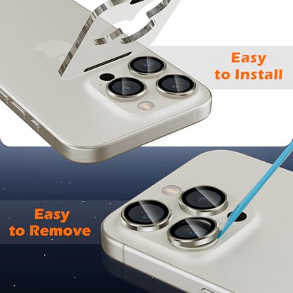 imluckies for iPhone 16 Pro - iPhone 16 Pro Max Camera Lens Protector, AR+AF Tempered Glass, 9H Ultra-Tough Metal Individual Lens Cover, HD Clear Camera Accessories, Case Friendly - Natural Titanium - color: Natural Titanium