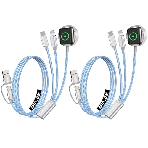 2Pack Travel Essentials,Multi Charging Cable for Apple Watch Charger Blue - color: Blue, size: 2Pack-4FT
