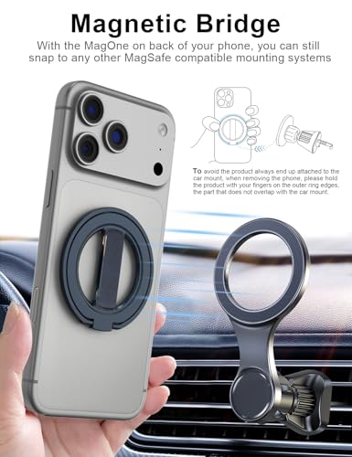 EWA MagOne Gen 3.5 [Compatible with MagSafe] Phone Grip Stand with Finger Strap, Removable Magnetic Ring Holder Kickstand Loop for iPhone 17,16,15,14,13,12 Series (Blue) - color: Blue