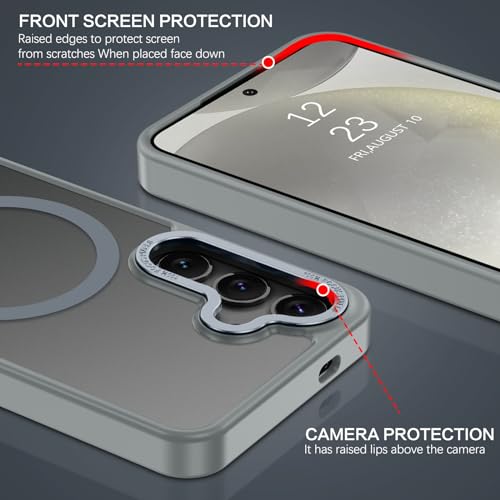BENTOBEN Magnetic for Samsung Galaxy S24 Plus Case [Compatible with Magsafe] Translucent Matte Slim Thin Shockproof Anti-Yellow Women Men Protective Phone Cover for Samsung S24 Plus 6.7" 2024, Gray - color: Gray