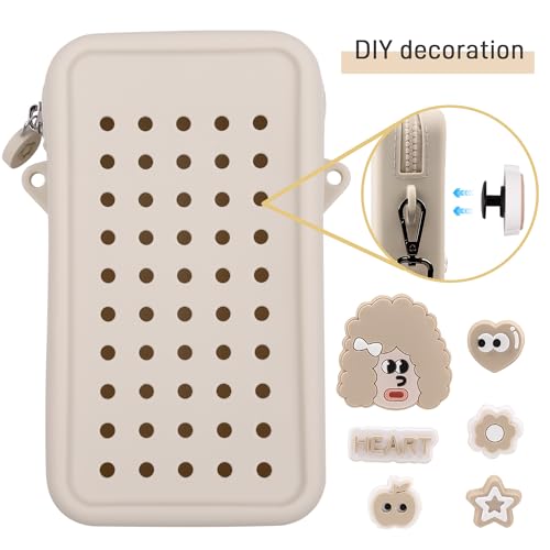 CANDY Small Crossbody Bag with Wide Shoulder Strap and Larger Holes for Charms – Adjustable, Stylish, and Comfortable Everyday Bag (Beige) - color: Beige Updated