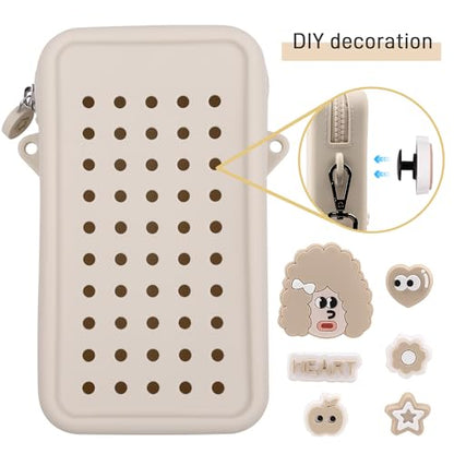CANDY Small Crossbody Bag with Wide Shoulder Strap and Larger Holes for Charms – Adjustable, Stylish, and Comfortable Everyday Bag (Beige) - color: Beige Updated