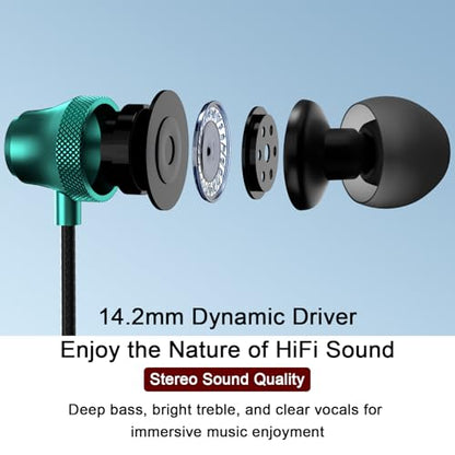 USB C Headphones Wired Earbuds for iPhone 18 Pro Max 17/Samsung S26 - color: Green