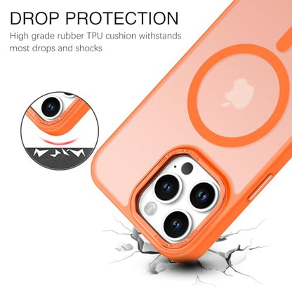 BENTOBEN Magnetic for iPhone 16 Pro Max Case,(Compatible with MagSafe) (Military Grade Drop Protection) Slim Translucent Matte Shockproof with Anti-Fingerprint Phone Case 6.9",Orange - color: Orange