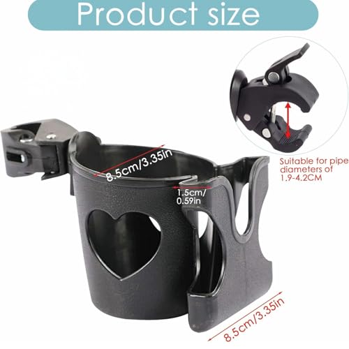 2 in 1 Stroller Cup Holder with Phone Holder, Drink Cup Bottle Holder Easy to Install Practical Cup Phone Holder Bottle Holder for Stroller Bike, Wheelchair/Walker