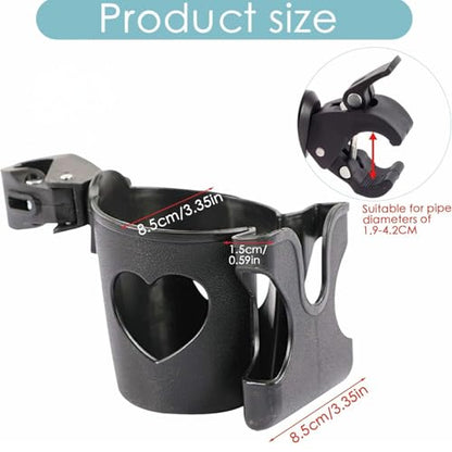 2 in 1 Stroller Cup Holder with Phone Holder, Drink Cup Bottle Holder Easy to Install Practical Cup Phone Holder Bottle Holder for Stroller Bike, Wheelchair/Walker