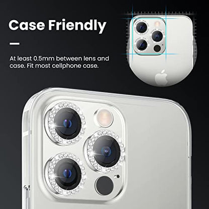 Tensea Bling Camera Lens Protector for iPhone 14 Pro/iPhone 14 Pro Max - color: B-Silver Diamond