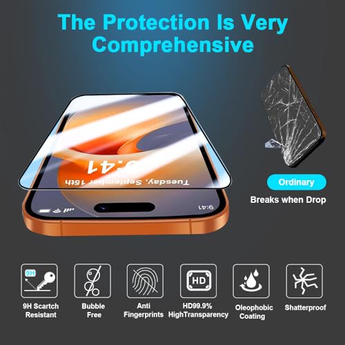 9H+ Tempered Glass for iPhone 17 Pro Max Screen Protector with Auto Dust Removal Installation Frame Military Grade Protection (Scratch, Shatter, Drop Resistance) Full Edge Coverage 6.9" 2025, 2 Pack - size: iPhone 17 Pro Max