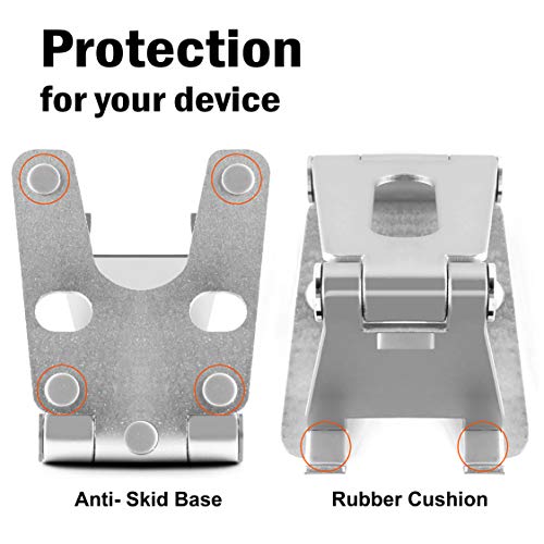 Cell Phone Tablet Fully Foldable Stand Dock Holder Cradle Mount Organizer Charger Station Table Desk Bed Office School Kitchen Travel Portable Adjustable Multi-Angle Aluminum (Silver) - color: Silver