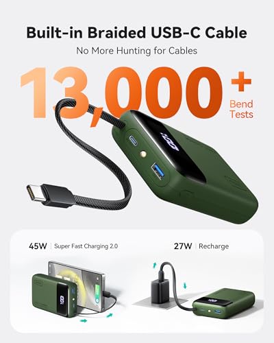 INIU 20000mAh Portable Charger, Smaller 45W Fast Charging Travel Power Bank - color: Green, size: 20000mAh