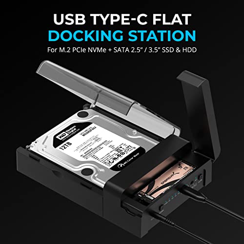 SABRENT Lay Flat NVMe & SATA HDD/SSD Dock, USB-C 10Gbps (DS-UFNC) - size: USB-C Docking Station - Tool-Free