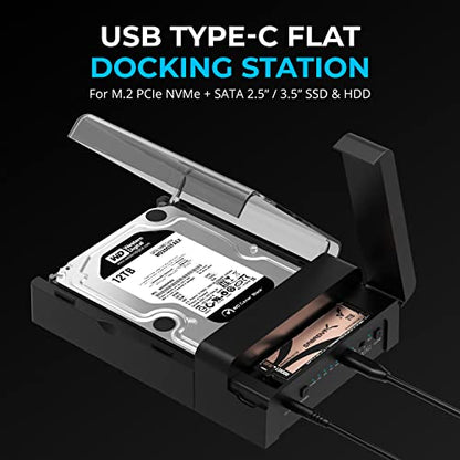 SABRENT Lay Flat NVMe & SATA HDD/SSD Dock, USB-C 10Gbps (DS-UFNC) - size: USB-C Docking Station - Tool-Free