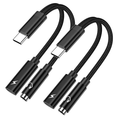 USB C to 3.5mm Headphone and Charger Adapter for Samsung Galaxy A17 A16 S26 - color: black