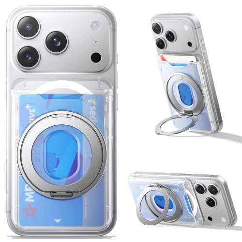 for Magsafe Wallet, 2 Card Holder, With Rotating Stand, Clear - color: Clear