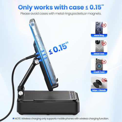 Jteman Cell Phone Stand with Bluetooth Speaker and Wireless Charger - color: Black