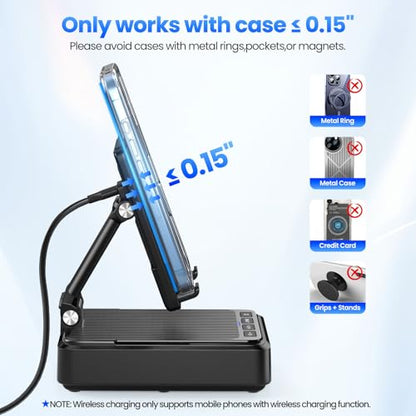 Jteman Cell Phone Stand with Bluetooth Speaker and Wireless Charger - color: Black