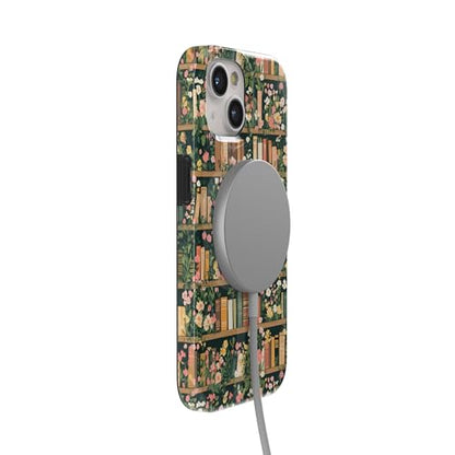 Casely iPhone 15 Plus Case | Book Nook | Floral Library | Compatible with MagSafe | Classic Ultra Slim Design - color: Book Nook | Floral Library