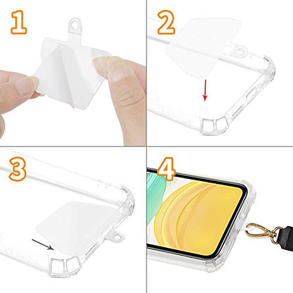SHANSHUI Phone Tether Tab, 2PCS Universal Cell Phone Lanyard Tether Pad for All Smartphones Full Coverage Cases - color: Clear x1