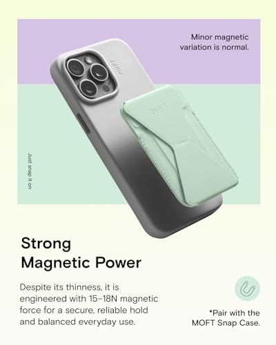 MOFT Magnetic Wallet Stand Compatible with iPhone 18/17/16/15/14/13 Series, Angle Adjustment Magsafe Compatible MOVAS Phone Stand - color: Peppermint, size: Standard