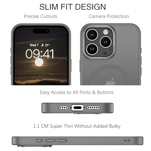 BENTOBEN Magnetic for iPhone 16 Pro Max Case,(Compatible with MagSafe) (Military Grade Drop Protection) Slim Translucent Matte Shockproof with Anti-Fingerprint Phone Case 6.9",Gray - color: Gray