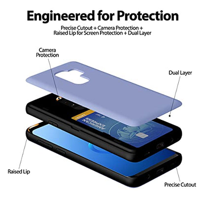 GOOSPERY Magnetic Door Bumper Compatible with Galaxy S9 Plus, Card Holder Wallet Case Easy Magnet Auto Closing Protective Dual Layer Sturdy Phone Back Cover - Purple - color: Purple, size: Galaxy S9 Plus