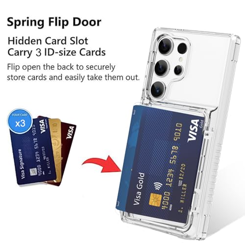 Wallet Case for Samsung Galaxy S25 Ultra with 3 Credit Card Holder | Slot Shockproof Hybrid Heavy Duty Protection Clear Phone Cover Compatible with Galaxy S25 Ultra (Clear) - color: Clear, size: Samsung Galaxy S25 Ultra