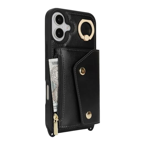 Lipvina Crossbody Wallet Case for iPhone 16 Plus,Black - color: 01-Black, size: iPhone 16 Plus 6.7"