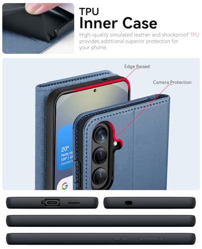 OCASE for Samsung Galaxy S26 Wallet Case, Card Holder, Light Blue | RFID Blocking, Kickstand, Magnetic Closure, PU Leather Flip Folio, Shockproof TPU Shell, Protective Phone Cover (6.3") 2026 - color: Light Blue, size: Samsung Galaxy S26