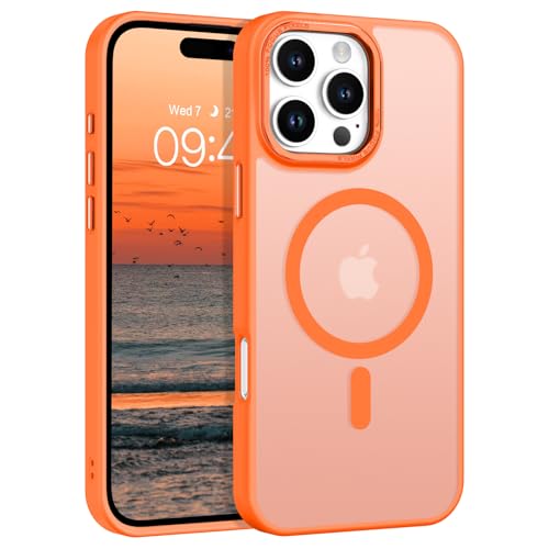 BENTOBEN Magnetic for iPhone 16 Pro Max Case,(Compatible with MagSafe) (Military Grade Drop Protection) Slim Translucent Matte Shockproof with Anti-Fingerprint Phone Case 6.9",Orange - color: Orange