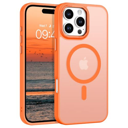 BENTOBEN Magnetic for iPhone 16 Pro Max Case,(Compatible with MagSafe) (Military Grade Drop Protection) Slim Translucent Matte Shockproof with Anti-Fingerprint Phone Case 6.9",Orange - color: Orange