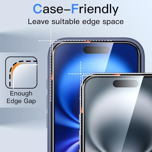 JETech 360° Privacy Screen Protector for iPhone 16, 2-Pack - size: iPhone 16