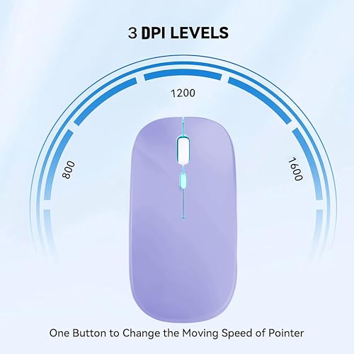 WREANU Wireless Bluetooth Mouse, Rechargeable Laptop Mice, Purple - color: Purple Wireless Bluetooth Mouse