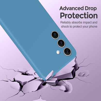 Case for Samsung Galaxy S24 2024, Liquid Gel Rubber Bumper Silicone Case with Soft Microfiber Lining Slim Hard Shell Shockproof Protective Phone Cover for Galaxy S24 2024, Denim Blue - color: Denim Blue