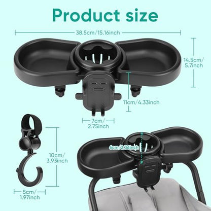 Universal Stroller Snack Tray, 4 in 1 Baby Stroller Tray Attachment - color: Black