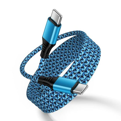 Samsung S25 Edge Fast Charging Cord USB C Braided Charger Cable 3.1A 10FT - color: Blue