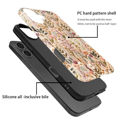Compatible with iPhone 17,Anti-Scratch Glossy Case Cover,Boho Romantic Embroidery Flower - color: Boho Romantic Embroidery Flower, size: IPhone 17