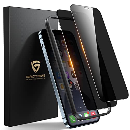 ImpactStrong Anti-Spy Privacy Screen Protector for iPhone 12 Pro Max (6.7-Inch), 9H Tempered Glass, Shatter-Resistant, Anti-Scratch, Easy Install Kit, Case Friendly, 2-Pack - size: iPhone 12 Pro Max