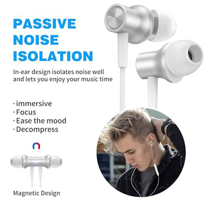 USB C Earbuds Wired for iPad/iPhone 18 Pro Max Duo 17 Air Plus, Silver - color: Silver