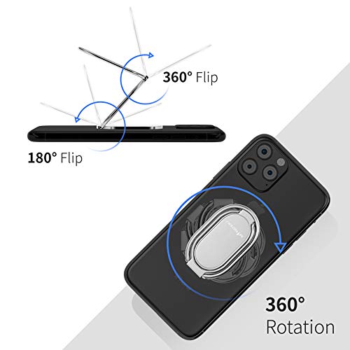 Phone Ring Holder Finger Kickstand 360°Rotation Cellphone Back Grip Foldable Cell Phone Stand for Desk Compatible with iPhone iPad Smartphones Tablets (Silver) - color: Silver