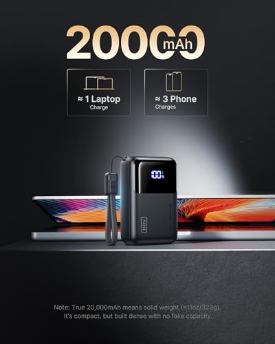 INIU Laptop Power Bank, Smallest 20000mAh 65W Fast Charging Battery Pack - color: Metallic Black
