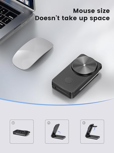 Magnetic Wireless Charger for Samsung, 3 in 1 Travel Charging Station - color: Black