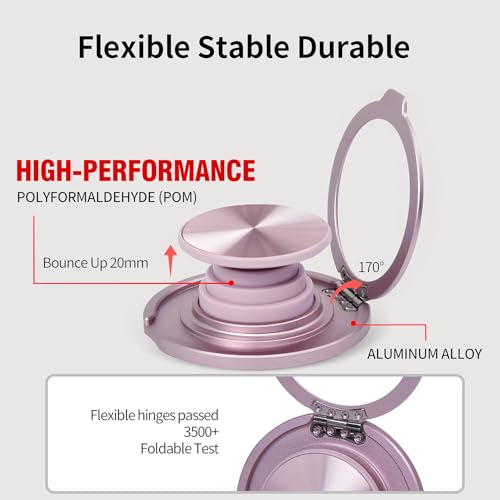 Cell Phone Grip for with Kickstand, Secure Hold for iPhone Cases, Adjustable Foldable Desktop Phone Holder Cradle Dock Compatible (Purple Stainless Steel) - color: Purple Stainless Steel