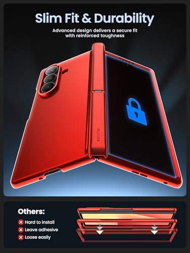 i-Blason for Samsung Galaxy Z Fold 7 Case MagSafe with Stand [9H+ Tempered Glass Screen Protector] [Hinge Protection] Wireless Charging Full-Body Protective Kickstand Case for Z Fold 7 (Red) - color: Red