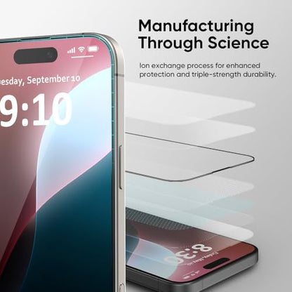 FLOLAB NanoArmour ONETIME MAX for iPhone 16 Pro Max Matte Screen Protector, Anti Glare, Anti-Rainbow, Tempered Glass, Infinity Edge, Edge Reinforced, Easy Install, Dust-Free, Smooth as Butter - size: iPhone 16 Pro Max