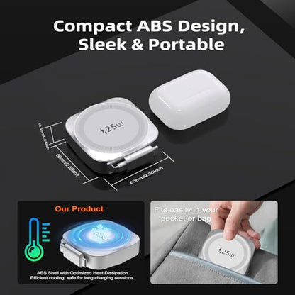 25W Magnetic Qi Fast Wireless Charging Pad, Slim Portable Wireless Charger with 0.7m Retractable USB-C Cable for iPhone, Samsung, Google Pixel, AirPods, 5 Colors（Silver） - color: Silver