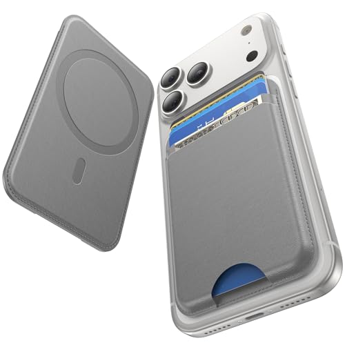 for MagSafe Wallet, 5 Card Holder, Slim Leather Magnetic Wallet for iPhone 17/16/15/14/13/12 Pro Max Plus Air Series, 1 Card Slots & 1 Cash Slot,Grey - color: Grey