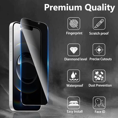3+3 Pack Privacy Screen Protector Designed for iPhone 16e / 17e With 3 Pack Camera Lens Protector,Full Coverage Anti-Spy Tempered Glass Film,9H Hardness,Bubble Free,Easy to Install - color: iPhone 16e / 17e FK33