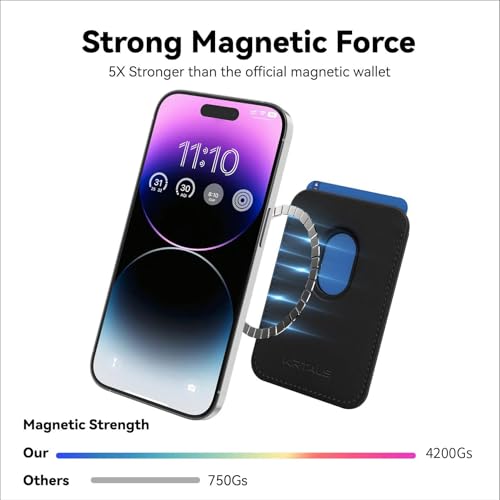 Magnetic Wallet Cell Phone Card Holder for Phone Case with Mag-Safe | Stronger Magnetic RFID Leather Phone Wallet Stick on Series of iPhone 17/16/15/14/13/12 and Pro/Promax, Dark - color: Black, size: 1 Pack