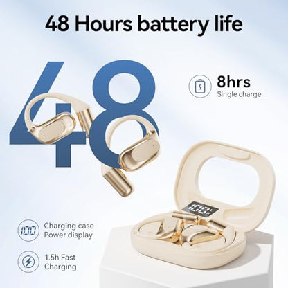 Open Ear Headphones Bluetooth Wireless Over Ear Earbuds(Skin) - color: Skin